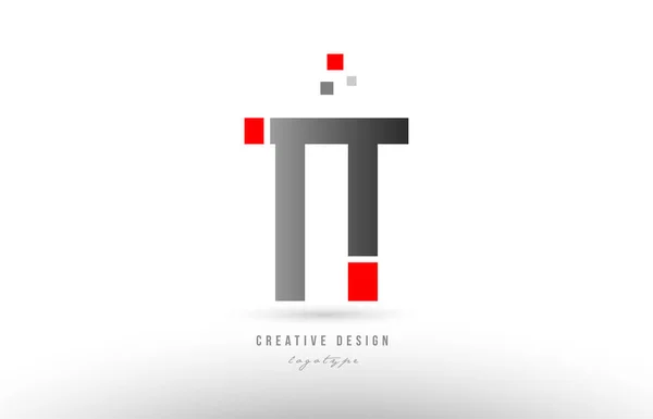 Rot-graues Alphabet Buchstabe T T-Logo-Kombination Symbol-Design — Stockvektor