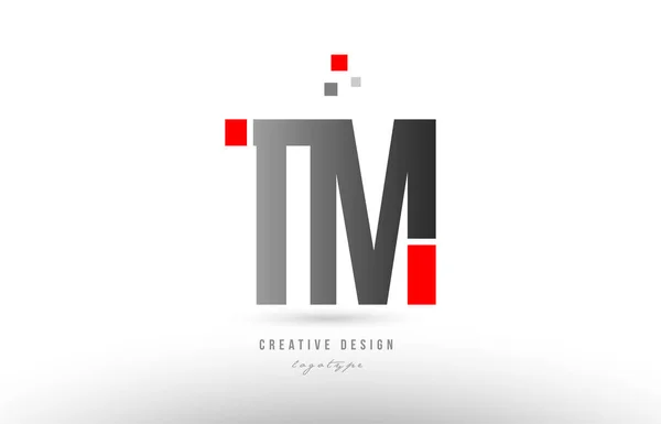 Rouge gris lettre alphabet tm t m logo combinaison icône design — Image vectorielle