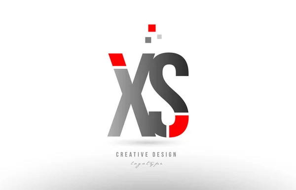 Rouge gris lettre alphabet xs x s logo combinaison icône design — Image vectorielle