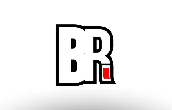 Letra de alfabeto rojo y negro br b r logo combinación icono desig — Vector de stock