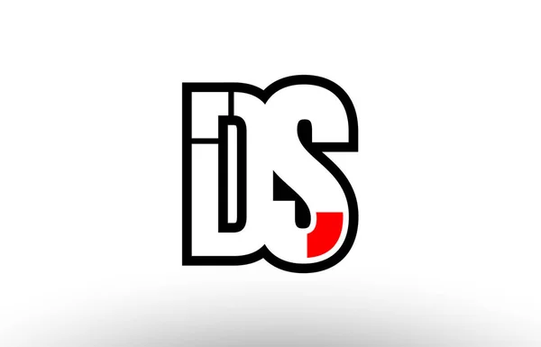 Vörös és fekete ábécé levél ds d s logó kombináció ikon desig — Stock Vector