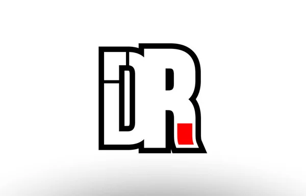 Alfabeto rosso e nero lettera dr d r logo combinazione icona desig — Vettoriale Stock