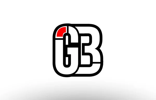 Alphabet rouge et noir lettre gb g b logo combinaison icône desig — Image vectorielle