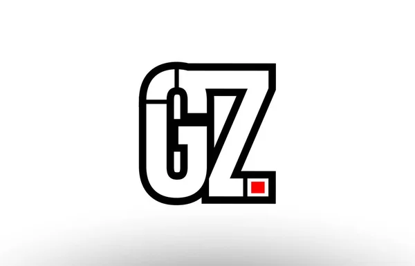 Alfabeto rosso e nero lettera gz g z logo combinazione icona desig — Vettoriale Stock