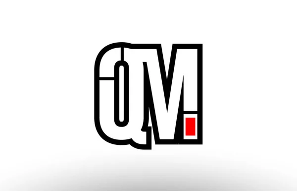 Letra de alfabeto rojo y negro qm qm logotipo combinación icono desig — Vector de stock