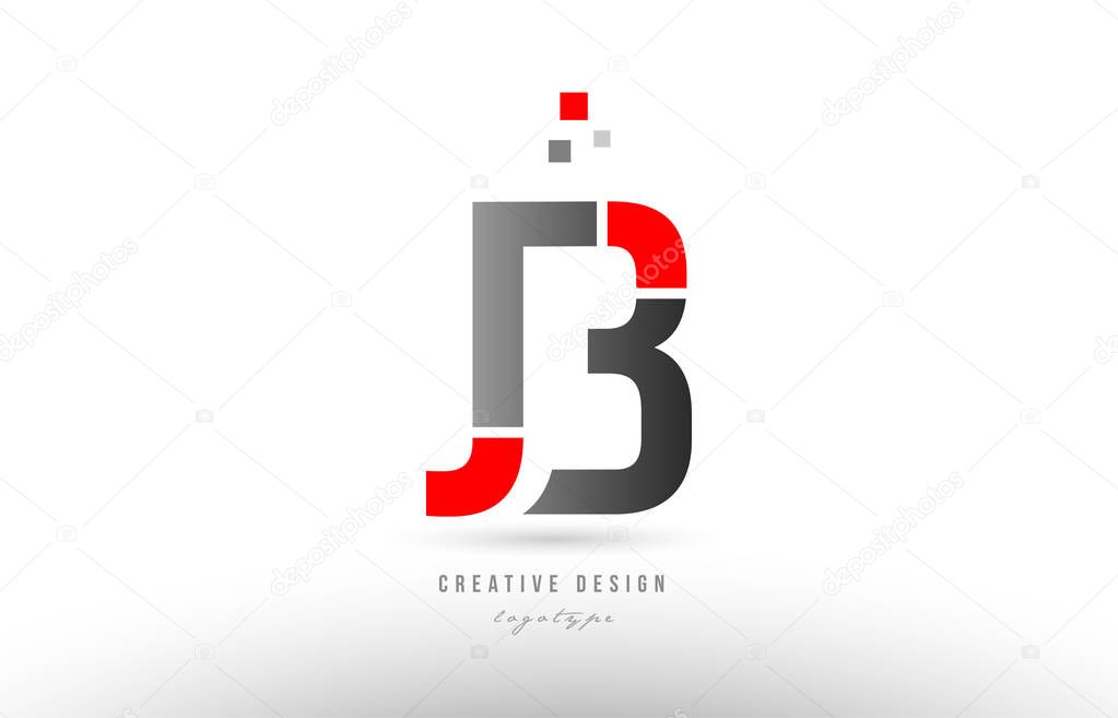 red grey alphabet letter jb j b logo combination icon design