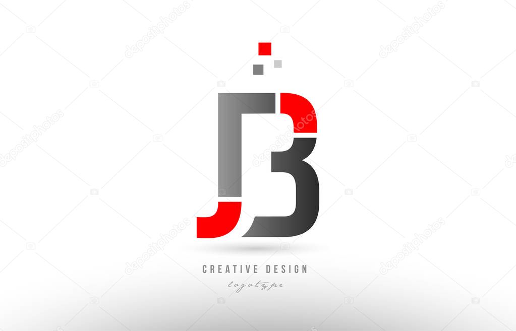 Red grey alphabet letter jb j b logo combination design suitable for a company or business