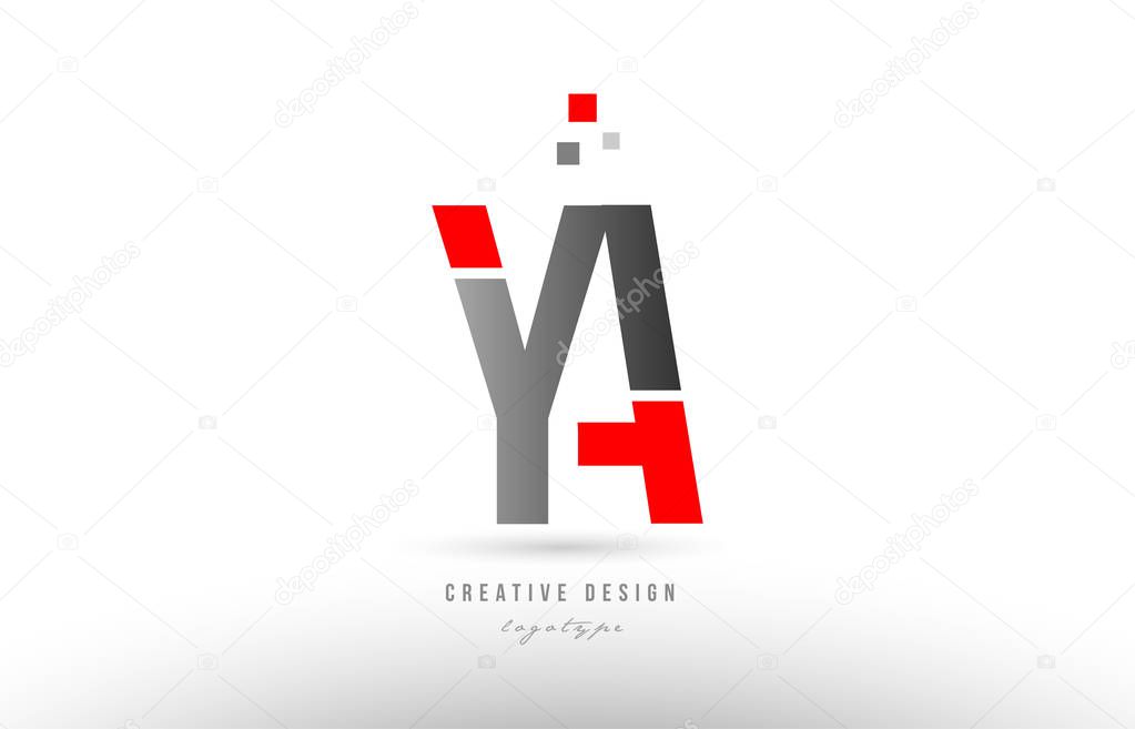 Red grey alphabet letter ya y a logo combination design suitable for a company or business