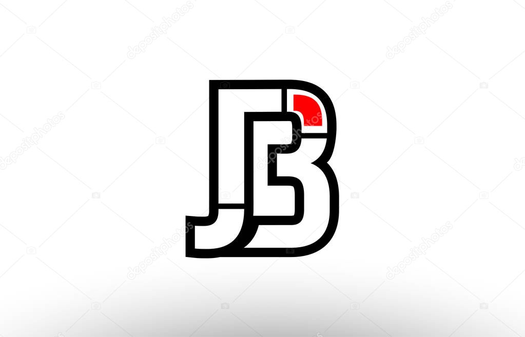 Black and white alphabet letter jb j b logo combination design suitable for a company or business