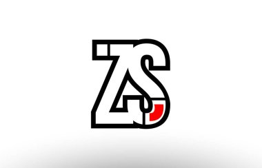 Kırmızı ve siyah Alfabe harf zs z s logosu kombinasyonu simgesi desig