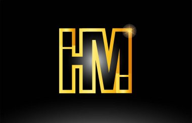 altın siyah Alfabe harf hm s m logosu kombinasyonu simgesi tasarım