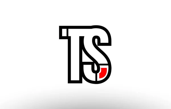 Letras de alfabeto rojo y negro ts t s logo combinación icono desig — Vector de stock
