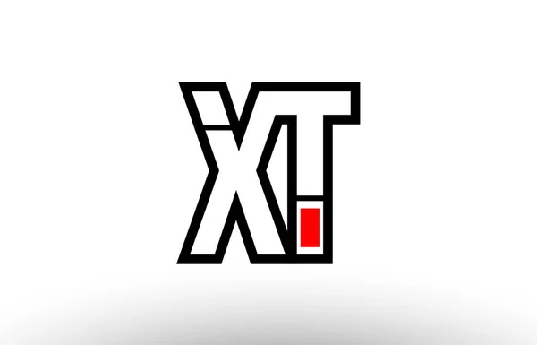 Kırmızı ve siyah Alfabe harf xt t logo birlikte simge desig x — Stok Vektör