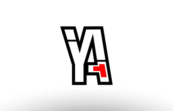 Alfabet czerwony i czarny litera ya y na wyzna ikona połączenie logo — Wektor stockowy