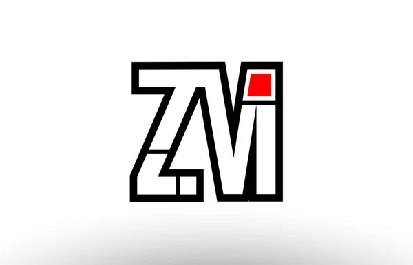 Red and black alphabet letter zm z m logo combination icon desig — Stock Vector