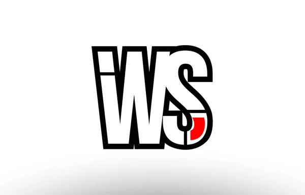 Red and black alphabet letter ws w s logo combination icon desig — Stock Vector