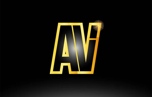 Gold black alphabet letter av a v logo combination icon design — стоковый вектор