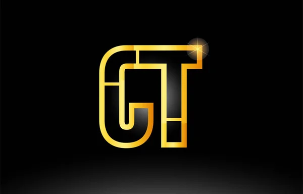 Alfabet czarny Gold list ct c t logo kombinacji ikona designu — Wektor stockowy