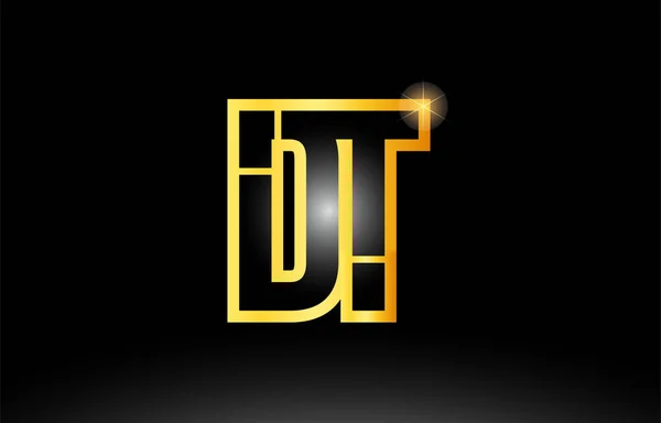 Altın siyah Alfabe harf dt d t logo birlikte simgesi tasarım — Stok Vektör