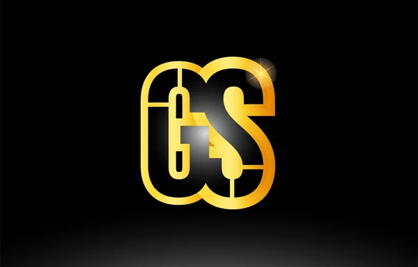 金黒のアルファベット文字 gs g s ロゴの組み合わせアイコン デザイン — ストックベクタ