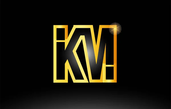 Oro negro alfabeto letra km k m logotipo combinación icono diseño — Vector de stock