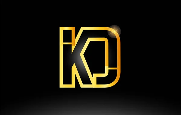 Oro negro alfabeto letra kd k d logotipo combinación icono diseño — Vector de stock