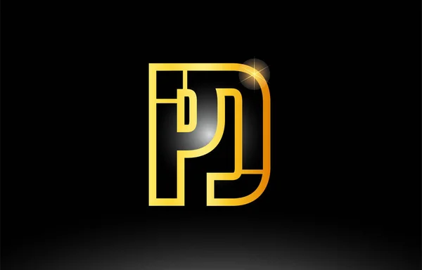 Alfabet czarny Gold list pd p d logo połączeniu ikona designu — Wektor stockowy