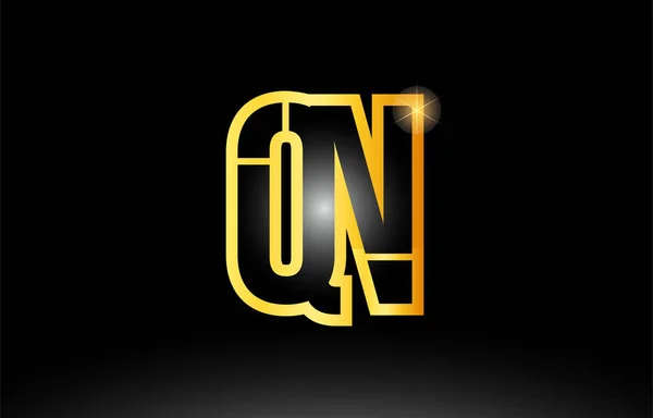 Ouro alfabeto preto letra qn q n logotipo combinação ícone design —  Vetores de Stock