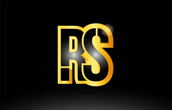 Goud zwart alfabet letter rs r s logo combinatie pictogram ontwerp — Stockvector