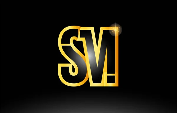 Ouro alfabeto preto letra sm s m logotipo combinação ícone design —  Vetores de Stock