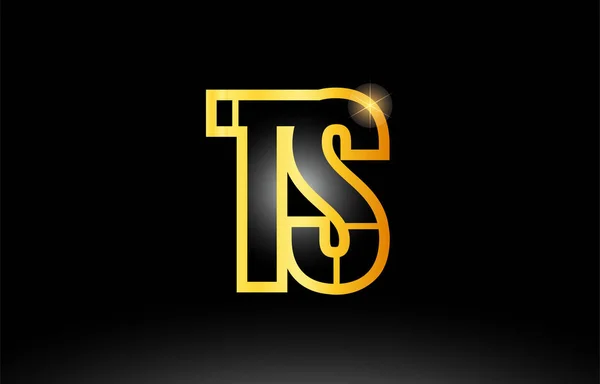 金黑色字母 ts t s 徽标组合图标设计 — 图库矢量图片