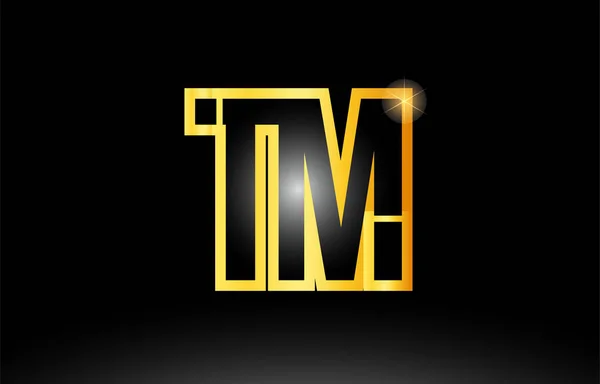 Oro negro alfabeto letra tm t m logotipo combinación icono diseño — Vector de stock