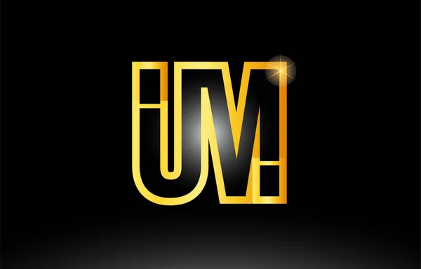 Χρυσό μαύρο αλφάβητο um γράμμα u m λογότυπο συνδυασμός εικονίδιο σχεδιασμός — Διανυσματικό Αρχείο
