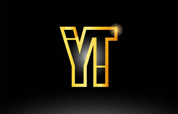 Золота чорна літера абетки іконка комбінації логотипів — стоковий вектор