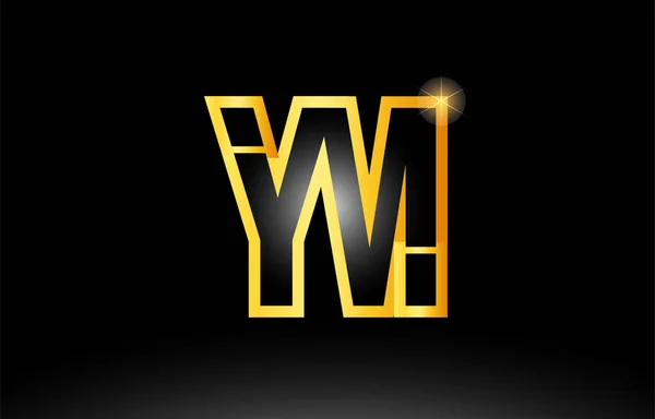 Ouro alfabeto preto letra ym y m logotipo combinação ícone design —  Vetores de Stock