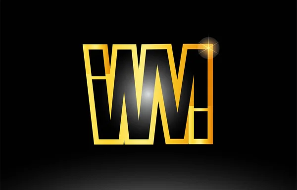 Gold black alphabet letter wm w m logo combination icon design — Stock Vector