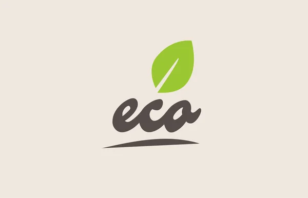 Eco λέξη ή το κείμενο με πράσινο φύλλο. Ιδιόχειρη επιγραφή — Διανυσματικό Αρχείο