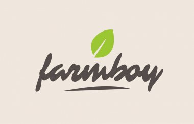 çiftlik çocuk kelime veya metin ile yeşil yaprak. El yazısıyla yazılan yazı 