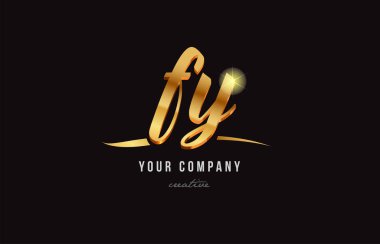 Altın Alfabe harf fy f y logo birlikte simgesi tasarım