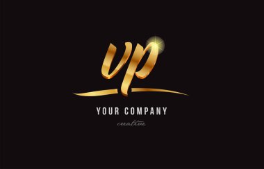 Altın Alfabe harf vp v p logo birlikte simgesi tasarım