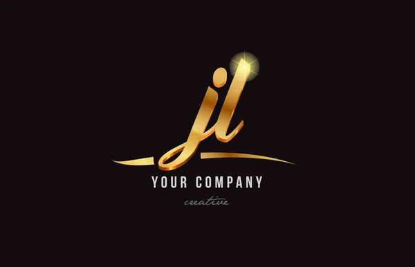 Gold alphabet letter jl j l logo combination icon design — Stock Vector
