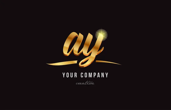 Gold alphabet letter ay a y logo combination icon design — Stock Vector