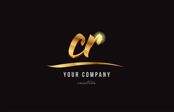 Gold alphabet letter cr c r logo combination icon design — Stock Vector