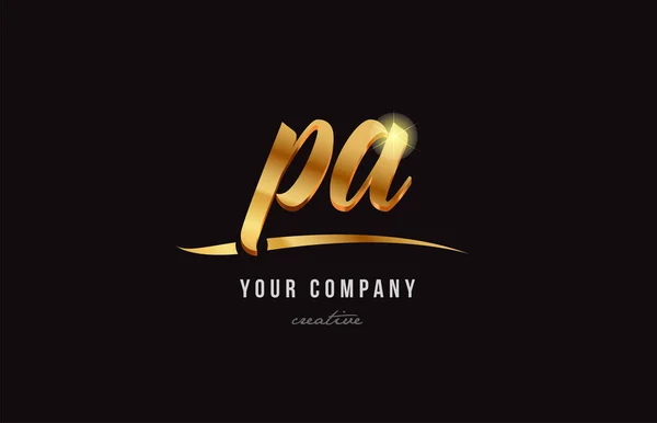 Gold alphabet letter pa p a logo combination icon design — Stock Vector