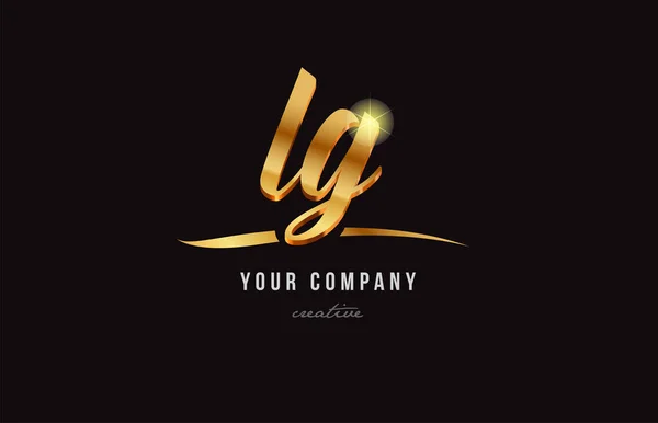 Alfabeto dourado letra lg l g logotipo combinação ícone design —  Vetores de Stock