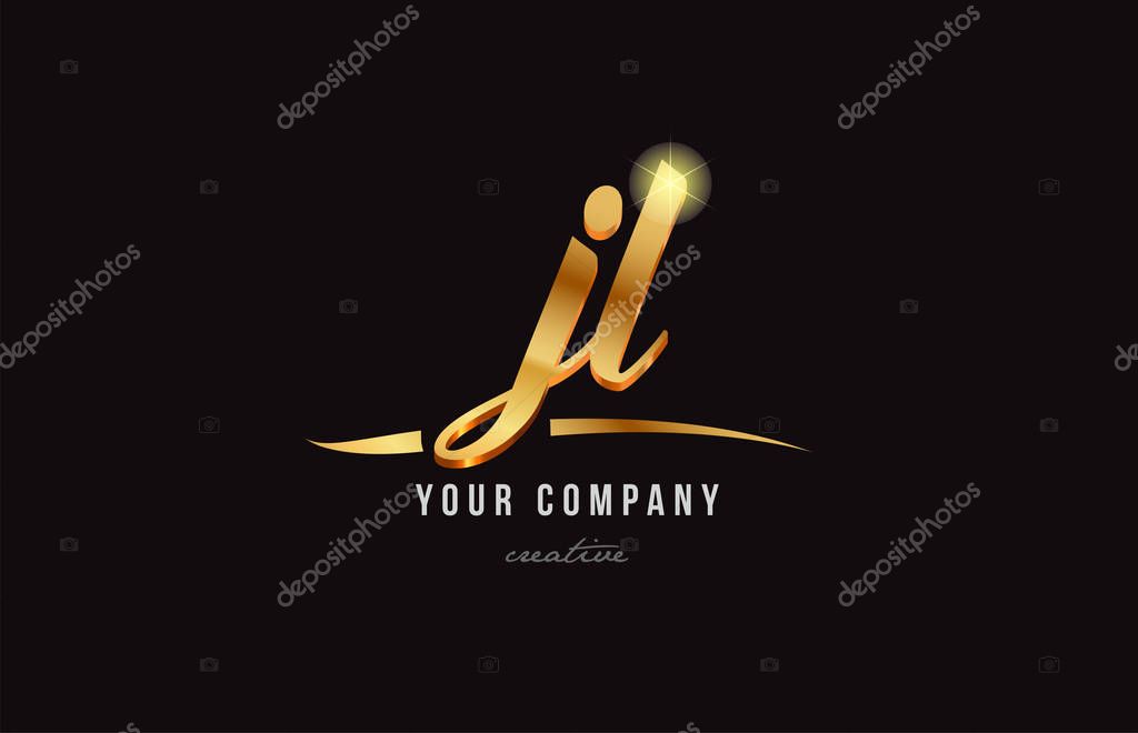 Gold golden alphabet letter jl j l logo combination design suitable for a company or business