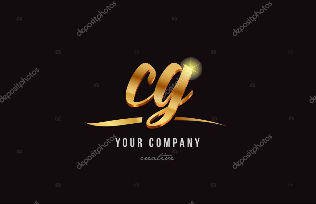 Gold golden alphabet letter cg c g logo combination design suitable for a company or business
