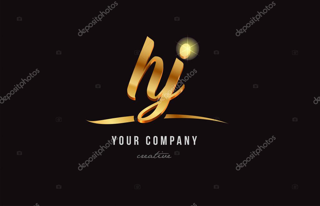 Gold golden alphabet letter hy h y logo combination design suitable for a company or business
