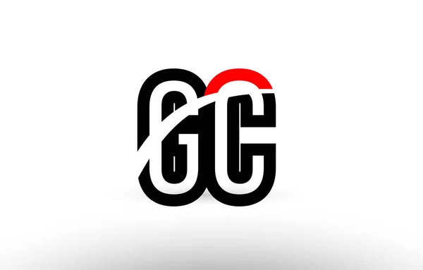 Zwart witte alfabet letter gc g c pictogram embleemontwerp — Stockvector