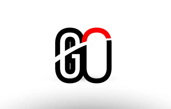Huruf alfabet hitam putih pergi desain ikon g o - Stok Vektor